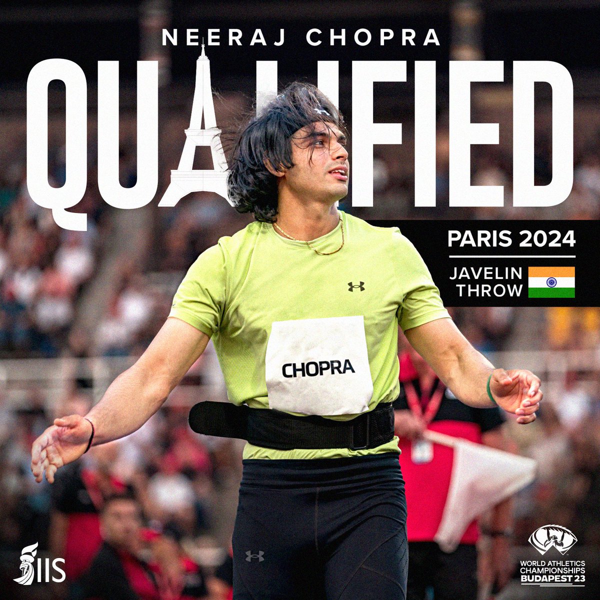 TICKETS BOOKED! 🇮🇳📷 #NeerajChopra's effort of 88.77m at #WACBudapest2023 is well beyond the #Paris2024 qualification mark of 85.50m. 📷#CraftingVictories #Javelin