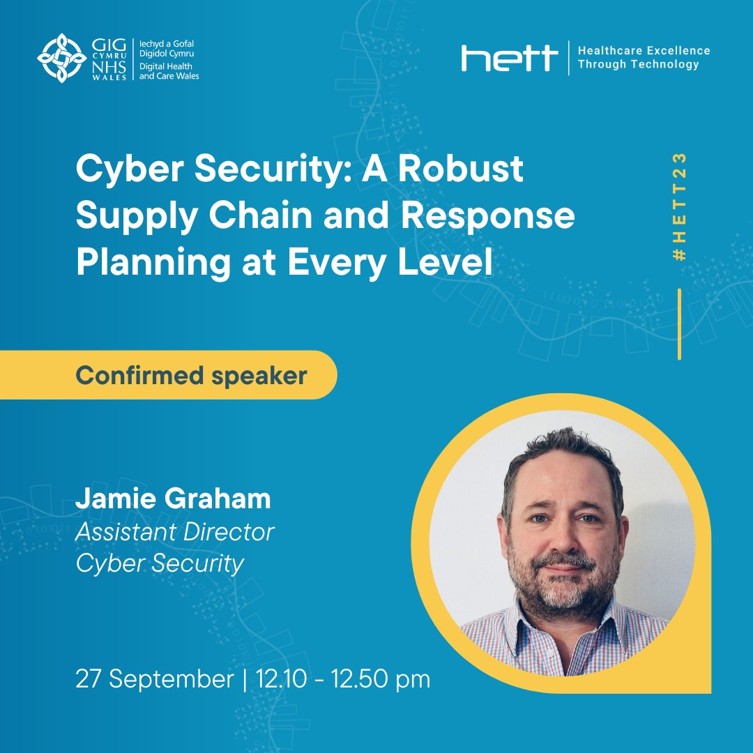 📢 Confirmed speaker for <a href="/HETTShow/">HETT Show</a>

🔗 Jamie Graham discusses the importance of understanding your supply chain and providers, and where to turn if there’s an error. 

Secure your spot: dhcw.nhs.wales/news/latest-ne…

#HETT23