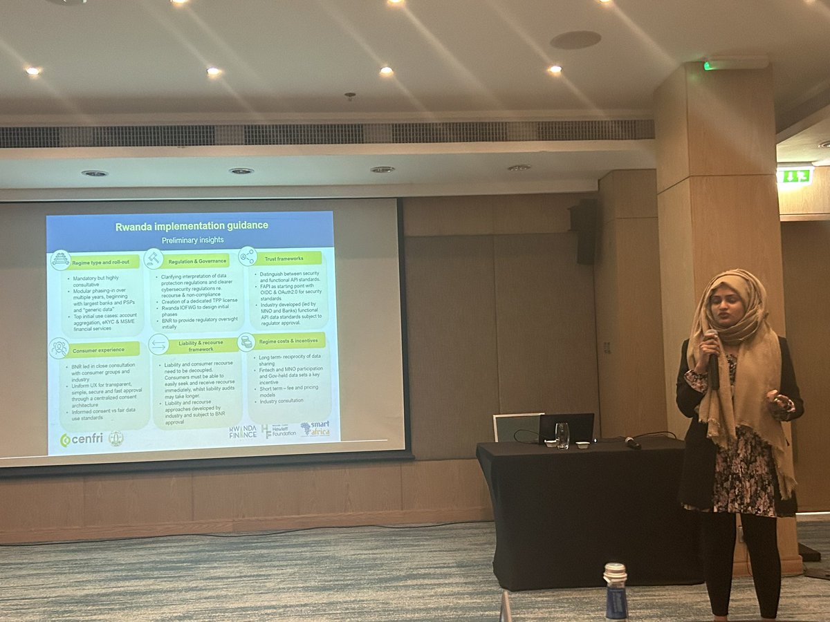 tuyenipeter's tweet photo. .@cenfri_org’s Amina Khan describes what the implementation of #openfinance could look like in Rwanda. Although these are high level recommendations for now they reflect our most recent learnings from engaging with stakeholders and partners so far. 
#DigitalTransformation https://t.co/y8rDrrTpsJ