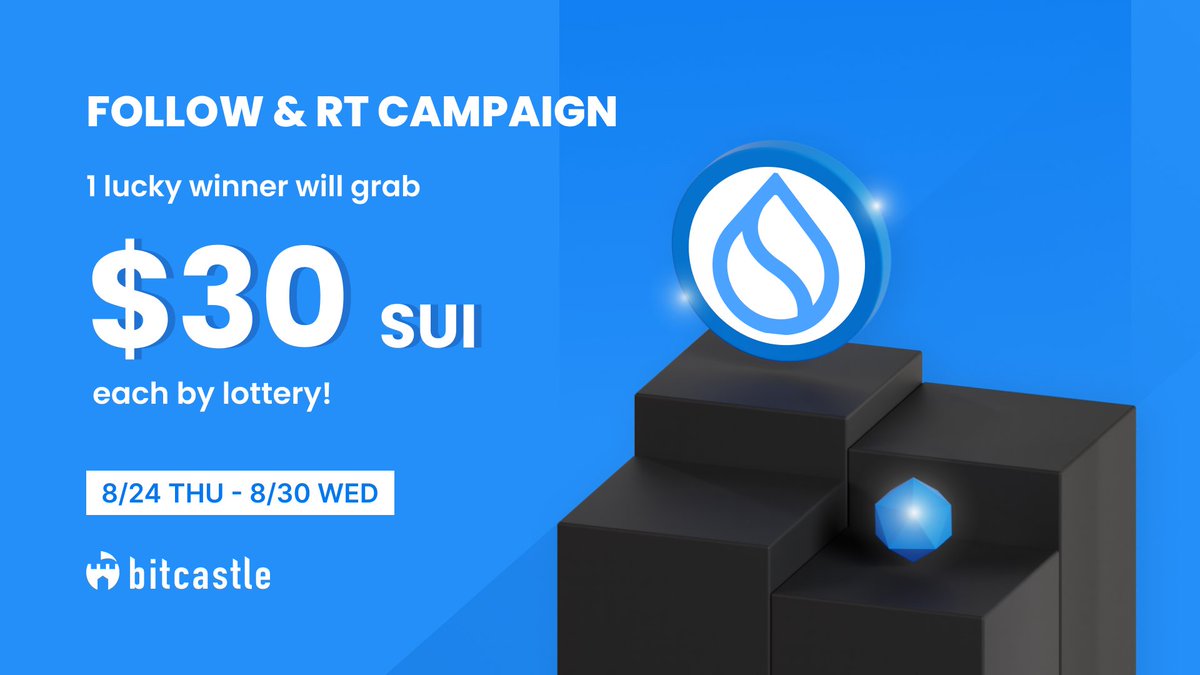 📅Day2

Follow RT Campaign💙🔁
／
🎁1 lucky winner will win $30 Sui( $SUI ) each by lottery!
🌟Rewards will be given to Trade Wallet
＼
✅Follow us
🔁RT this post

#Crypto
#Cryptocurrency
#Airdrop
#Airdrops
#AirdropCrypto
#Giveaway
#Giveaways
