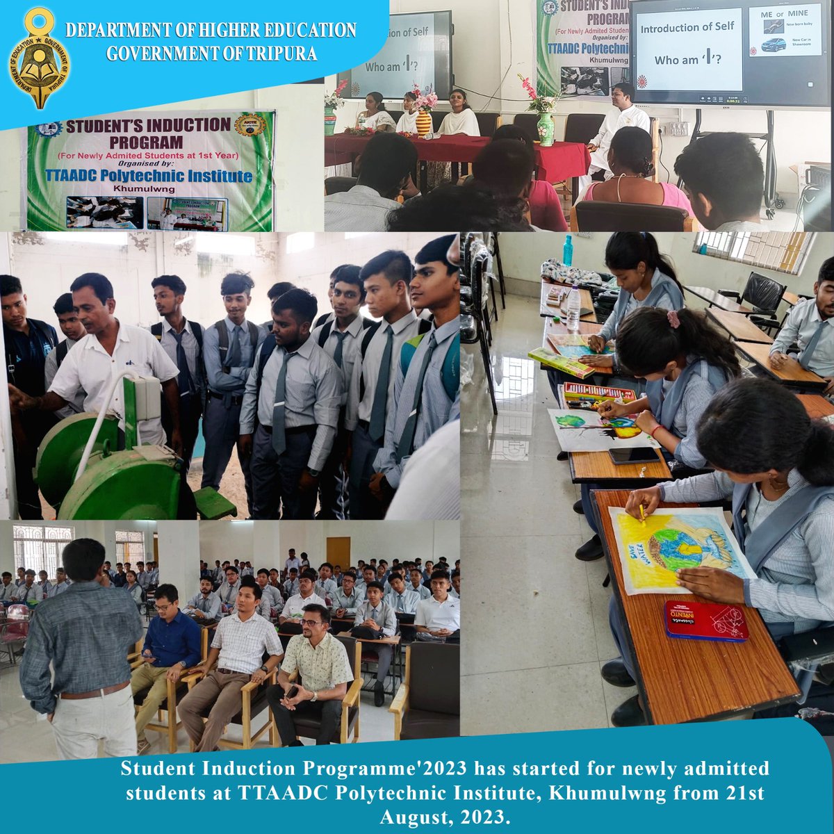 Student Induction Programme'2023 has started for newly admitted students at TTAADC Polytechnic Institute, Khumulwng from 21st August, 2023.