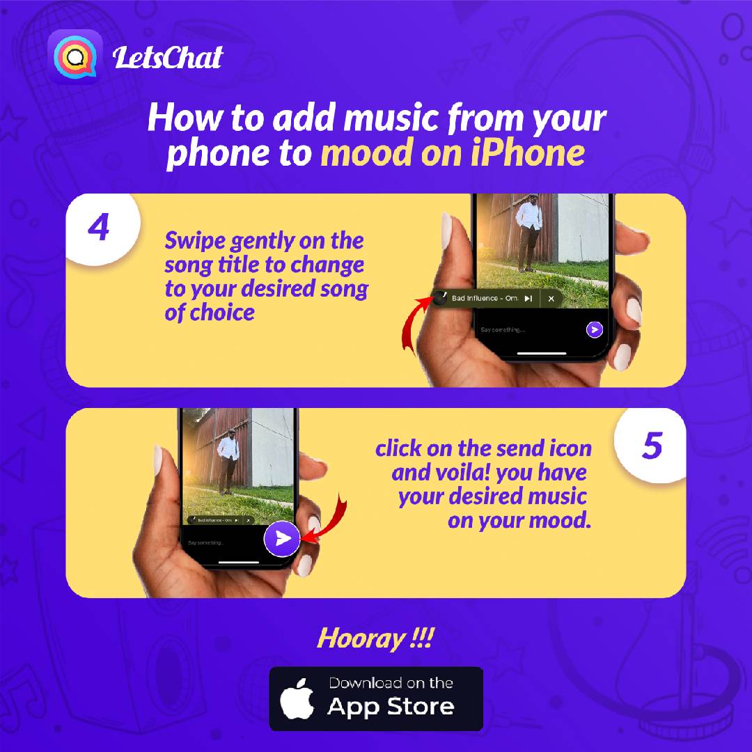 Happy_luckyyyyy's tweet photo. Here's how to add music to your mood on LetsChat on both Android and iOS: Just follow these simple steps! 🎵💪🏼
#LetsChat #Mood #Music #LetsChatMood #AddMusic
Download LetsChat 👇
https://t.co/Vw2QYWrnPz
LetsChat is here to stay 🥳💃💃💃 https://t.co/wH8JVfPI2F