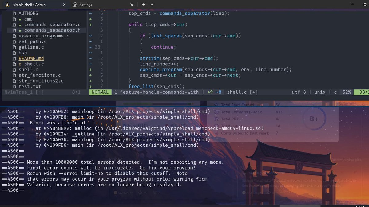 TutTrue_'s tweet photo. Me: its been 3 months since the simple shell project, i will go back and enhance my shell.
valgrind:🤡🤡
@jbarbier @alx_africa
#C13 #Alx_student #simple_shell https://t.co/vnjr9fdJIK