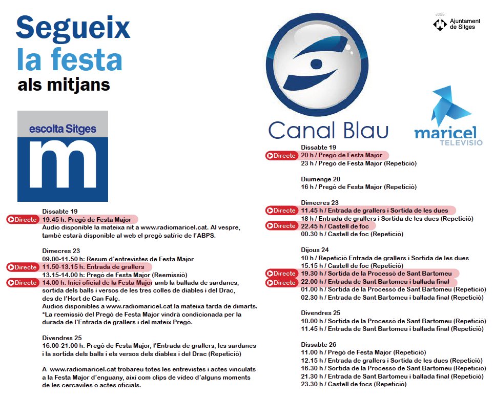AjSitges's tweet photo. Reviu la Festa Major a @radiomaricel i @canalblau.
#FMSitges23 #Sitges https://t.co/H0E9AjheLV