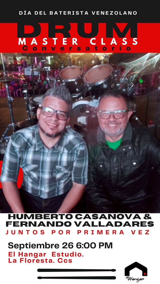 RESERVA TU CUPO POR MENSAJE DIRECTO (DM)
.
Nos vemos el 26 de Septiembre en @elhangarstudio La Floresta (Ccs)
6 PM.
.
.
#bateristasvenezolanos #masterclass #drummers #humbertocasanova #fernandovalladares #allarounddrummer #bateristas #musicos