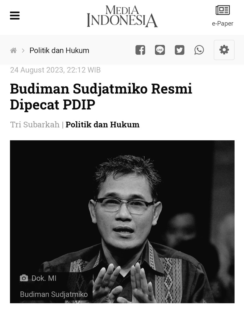 Jujur, sampai saat sebelum pertemuan dengan Prabowo, saya adalah salah satu dari sekian manusia Indonesia yg mengidolakanmu mas @budimandjatmiko, namun setelah terjadi pertemuan itu, semua kekagumanku sirna tidak berbekas.