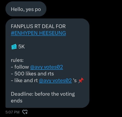 Enhygene_Moon's tweet image. FANPLUS RT DEAL FOR #ENHYPEN_HEESEUNG 

🎟️5k

rules:
-Follow @avy_votes02
-500 likes and rts
-like and rt @avy_votes02's 📌

Deadline; Before the voting ends

#ENFuelUp #ENVOOSTERS