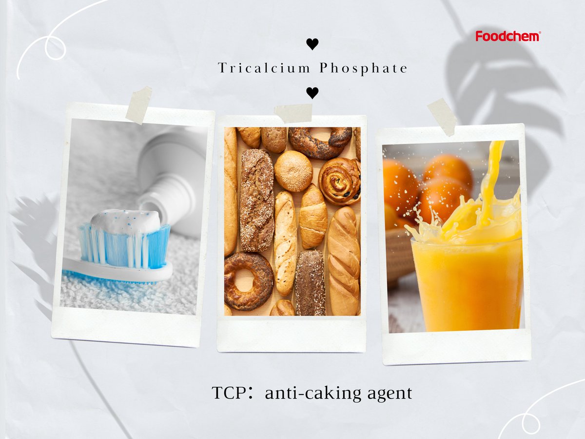 Foodchemcn's tweet image. 2/2
ensuring smooth texture. Additionally, it is employed as a calcium-enriching additive in certain processed foods. Embrace the benefits of TCP in your culinary creations! 🌟🍽️ #TricalciumPhosphate #FoodAdditive #Foodchem