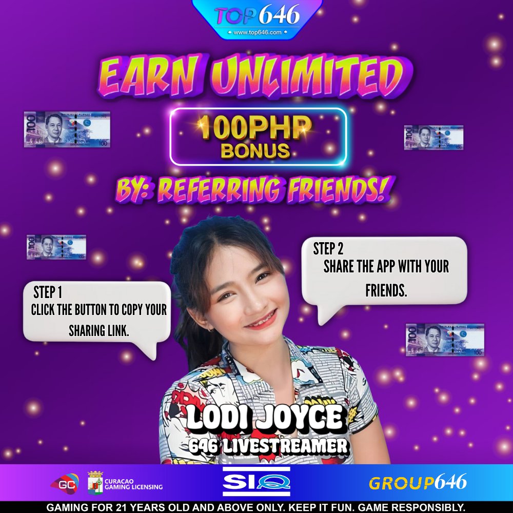 top646_partners's tweet photo. iNVITE NOW AND RECEIVED 100PHP BONUS!

   For every player you invite throught referral link and deposit at least 200 PHP, you will receive a bonus of 100 PHP. 💸

📥 REGISTER HERE:
➡️ https://t.co/uFDs7mVjoy

🪧 Follow our TOP646 Partners SNS:
➡️ https://t.co/UCQxE6Eyiv

#gear5 https://t.co/sIsmc1yPTL