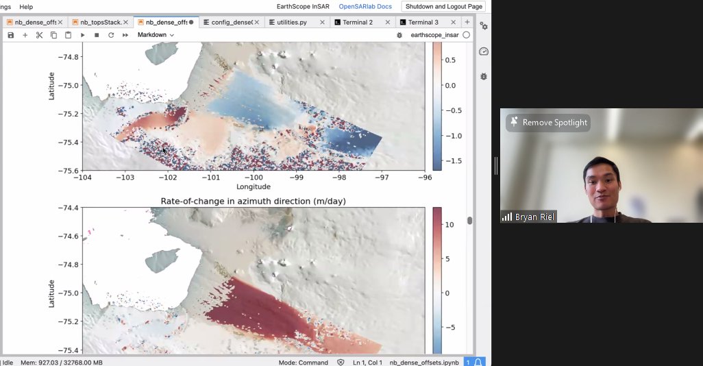 Dr Gareth Funning (@gfun) on Twitter photo Day 4 of #InSAR fest (supported by <a href="/EarthScope_sci/">EarthScope Consortium</a>) and we are getting so comfortable, we have started looking at things that are technically not InSAR at all! Here, Bryan Riel is giving an awesome demo of calculating dense SAR image offsets for Antarctic glaciers! Day 4 of #InSAR fest (supported by <a href="/EarthScope_sci/">EarthScope Consortium</a>) and we are getting so comfortable, we have started looking at things that are technically not InSAR at all! Here, Bryan Riel is giving an awesome demo of calculating dense SAR image offsets for Antarctic glaciers!