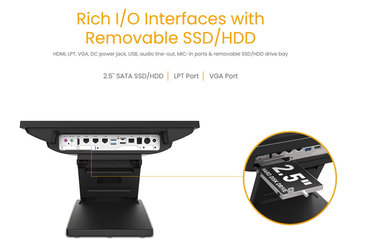 PTysso's tweet photo. 15" Compact Touch #pos TP-1X15 features rich I/O &amp; removable SSD designed for optimal flexibility &amp; storage expansion! https://t.co/kPPVRqA0qR https://t.co/k07gCyEWvc