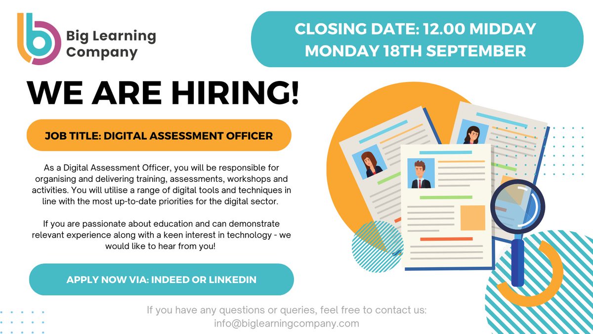 📣WE ARE HIRING! 📣

We are delighted to share that we are actively seeking a new member of the BLC team!

Further details to be shared over the coming weeks Please share with anyone that may be interested!

CLOSING DATE: 12.00 - MONDAY 18TH SEPTEMBER

linkedin.com/jobs/view/3703…