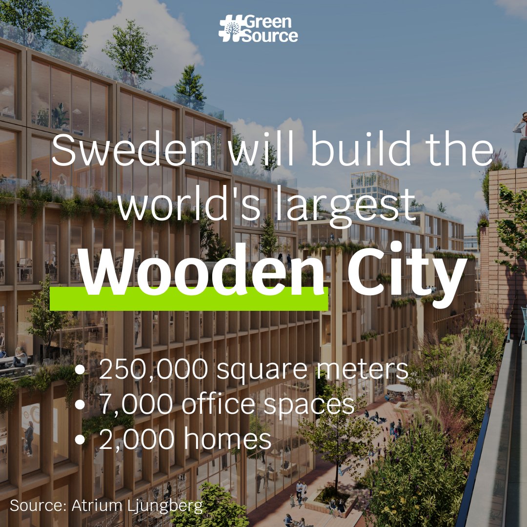 Introducing the future of urban living: 🇸🇪Stockholm has announced an innovative plan to construct a wooden city starting in 2025 🌲🌳
"A new era for sustainable architecture and urban development." -<a href="/atriumljungberg/">Atrium Ljungberg</a>, developers of the project
eugreensource.org
#Greensource