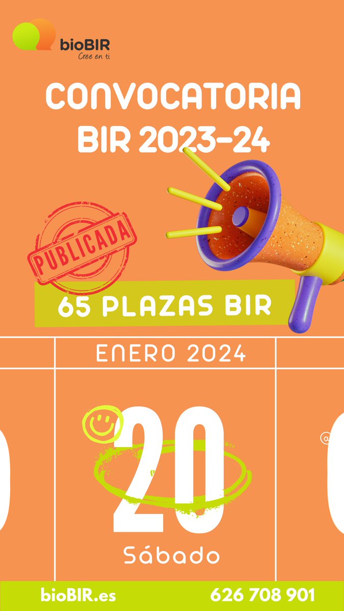 Convocatoria BIR: boe.es/boe/dias/2023/…

#Vamos
#VaASerQueBIR
#BIR
#bioBIR