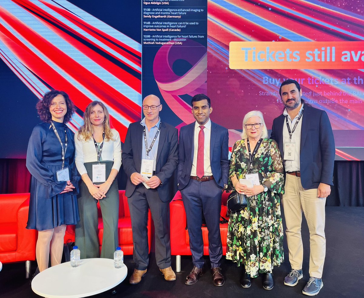 Join us at the #DigitalHealth stage for a hot session on #ArtificialIntelligence in  #HeartFailure
<a href="/mvaduganathan/">Muthu Vaduganathan</a> to cap the talks w summative pearls of wisdom at the end of the session
Happening now! #ESCCongress