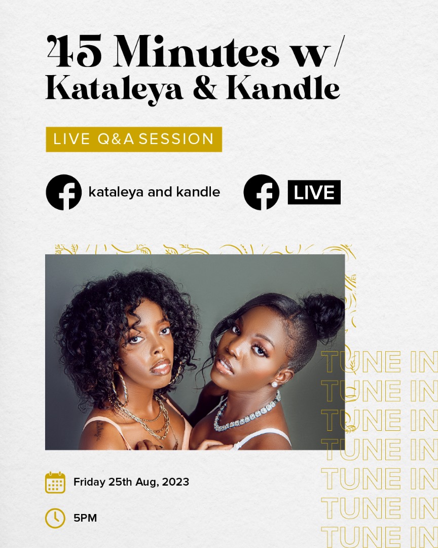 Ankojay2's tweet photo. Hello,
Don't miss the Vocal queens Kataleya & Kandle today at 5:00 PM as they go live on facebook for a #LiveQuestion & #AnswerSession.thanks
#Call_it_loveEp
For Bookings;
▪ 0700573327
▪ 0789377515
• Theron music & events. https://t.co/lZvww0Pj8u