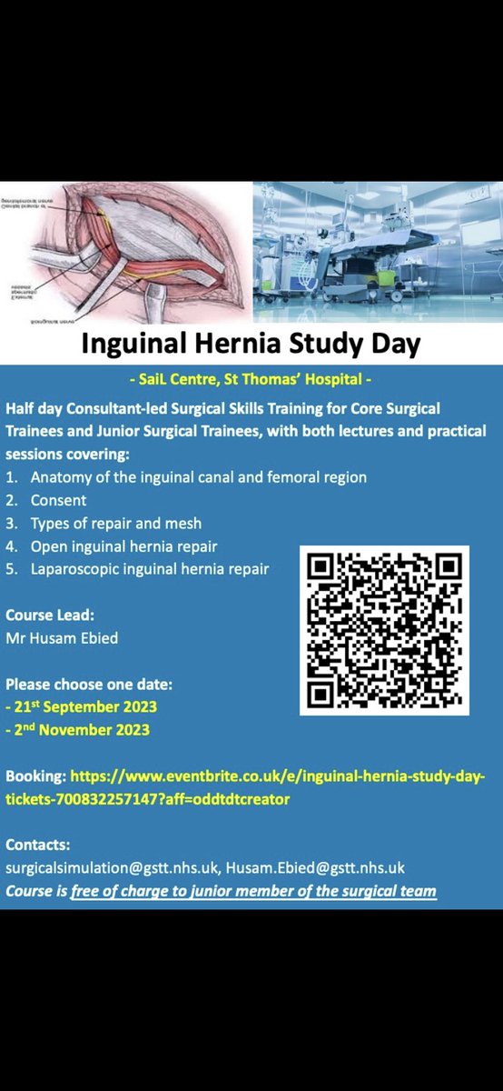 Mark your calendar @GSTTnhs @BritishHernia @ASiTofficial @asgbi @KCLSurgicalSoc