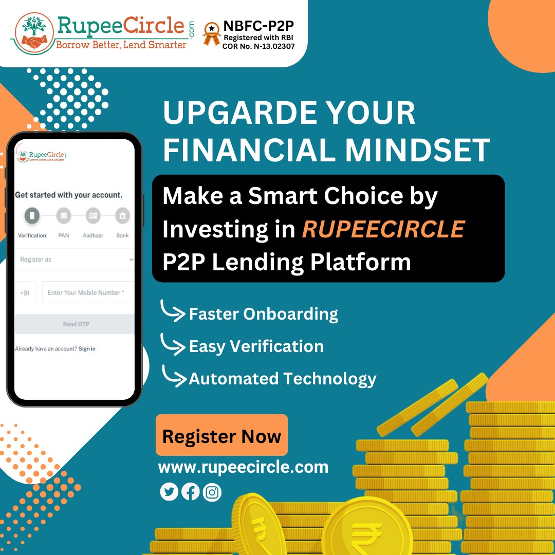 Individuals can lend money directly using RupeeCircle's peer-to-peer (P2P) lending Platform