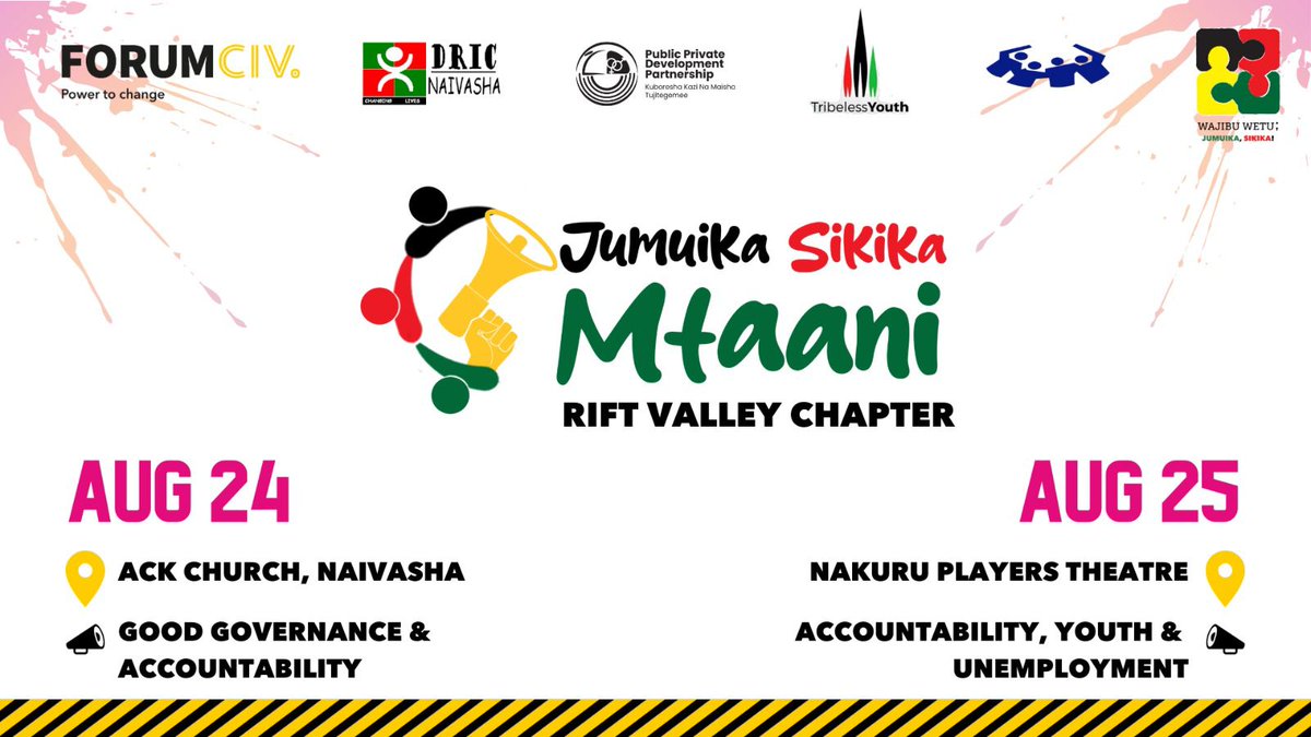 bennetowuonda's tweet photo. We're in Nakuru today, at the Nakuru Players' Theater with @ForumCivHubESA discussing on Accountability, Youth &amp; Unemployment through the Jumuika Sikika Mtaani program.

What economic activities are young people doing in 2023?

#WajibuWetu https://t.co/mPlNREVXpr