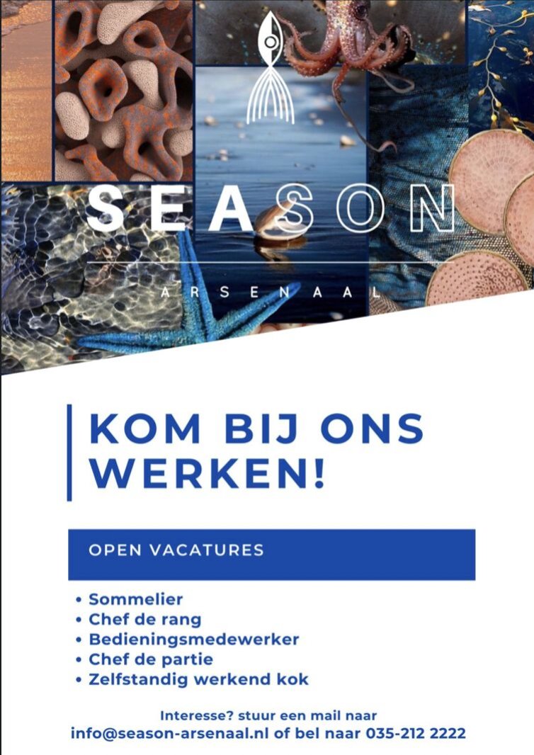 Gezocht voor ons nieuwe visrestaurant SEAson Arsenaal: 

#hiring #vacature #horeca #hetarsenaal