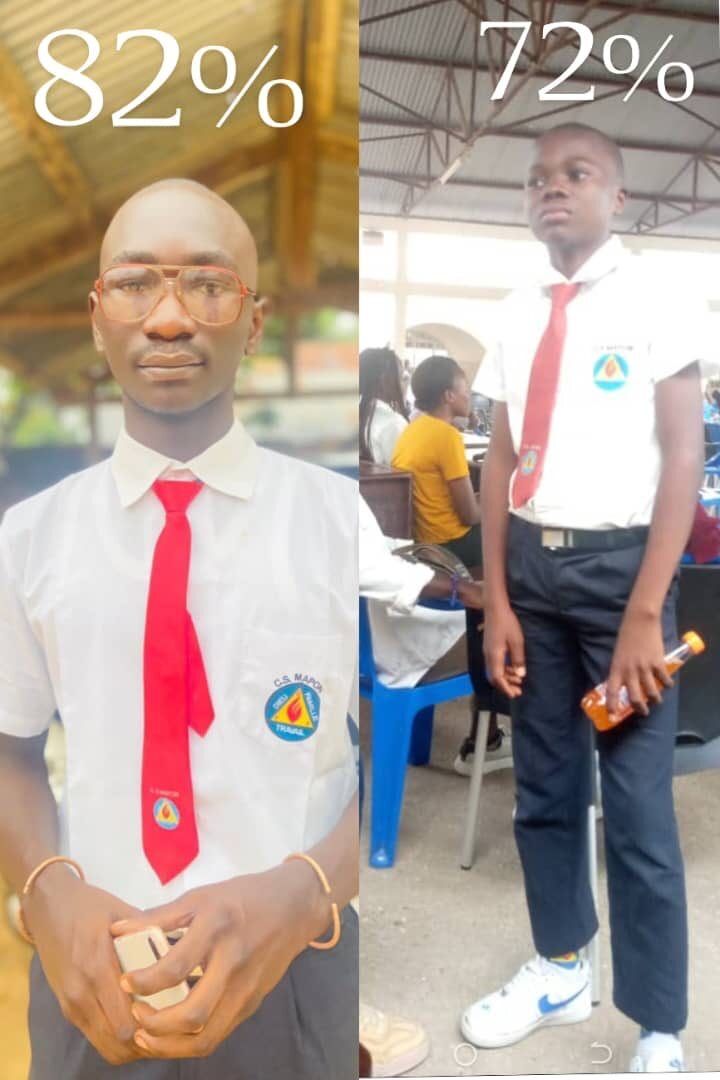 Félicitations à Okitaowo Otchinga des sciences et Yemba Lukabya de Électronique indust. qui ont obtenu respectivement 82% et 72% aux examens d’Etat au Complexe scolaire Mapon à Kindu. Ils sont les lauréats de la province. La Fondation Mapon est fière d’investir dans la jeunesse.
