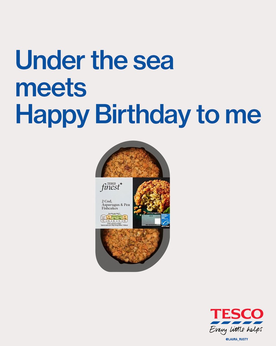One Minute Brief of the Day: create posters to advertise #fishcakes 

<a href="/OneMinuteBriefs/">One Minute Briefs ⏱️</a> <a href="/Tesco/">Tesco</a>