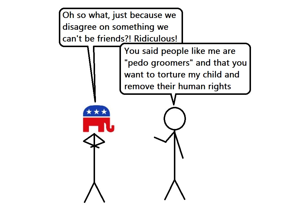 I simply disagree that you should be allowed to live and now you don't want me at your party? Snowflake