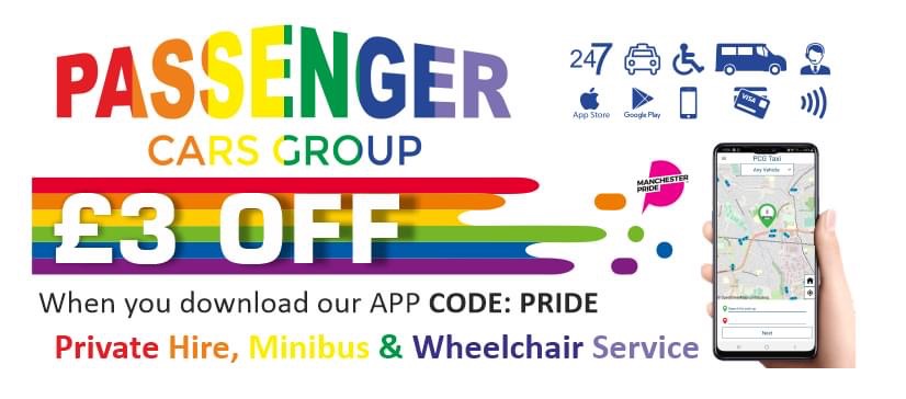 passengercars's tweet photo. Celebrating @ManchesterPride? Why wait for buses and trams when we can take you there! Download our app for £3 off your trip! Use Promo Code - PRIDE. Have fun and stay safe #ManchesterPride #Taxis #Altrincham #LGBTQ+ #loveislove https://t.co/apcKa7vP91