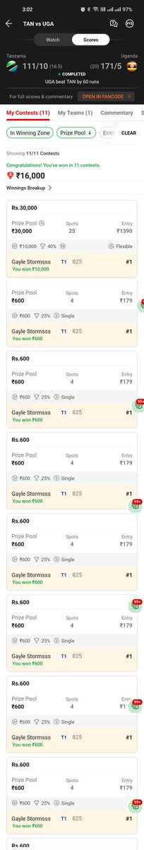 Last night some good profit