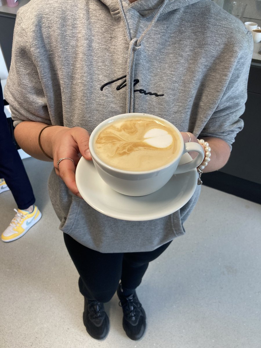 MrHallidayFTT's tweet photo. Senior barista skills pupils had their first shot on the machine today! Quality assured by @ruthsmckay, of course! ☕️ @Hub_Internation https://t.co/VjAyEg5QvA