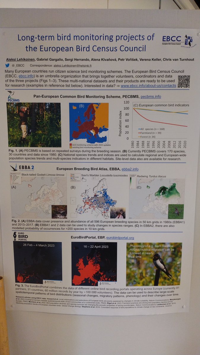 VojtechBrlik's tweet image. Great to see all major European projects with an aim to understand #bird distribution patterns and their #dynamics at one spot #EOU2023 @EOUnion

@_EBCC @EuroBirdPortal by @AksuLehikoinen