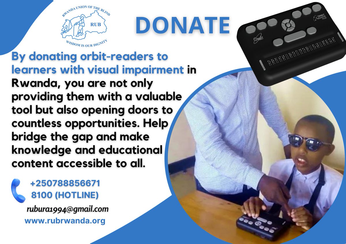 RUBRwanda's tweet photo. By granting visually impaired students access to this revolutionary technology, we can empower them to overcome barriers and excel academically. https://t.co/T5MA0tJzza
