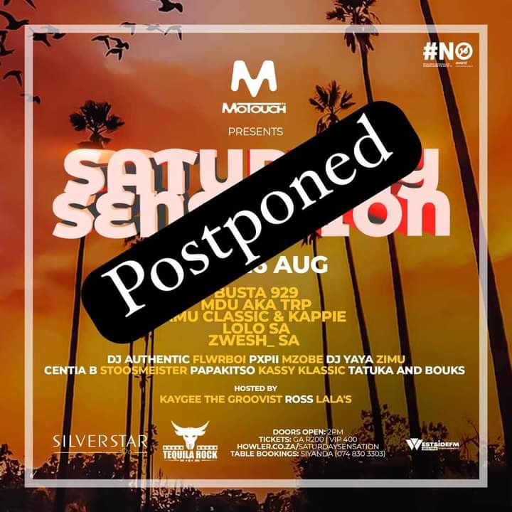 MoTouchEnt's tweet photo. Dear family 

Due to unforseen  circumstances the event will be postponed and a new date will be released soon, please accept our sincerest apologies for any inconvenience caused.

Kindly be informed that tickets bought can be used for a later date or refunded.🙏
@Buhlenomuhle https://t.co/LvphIg8pA3