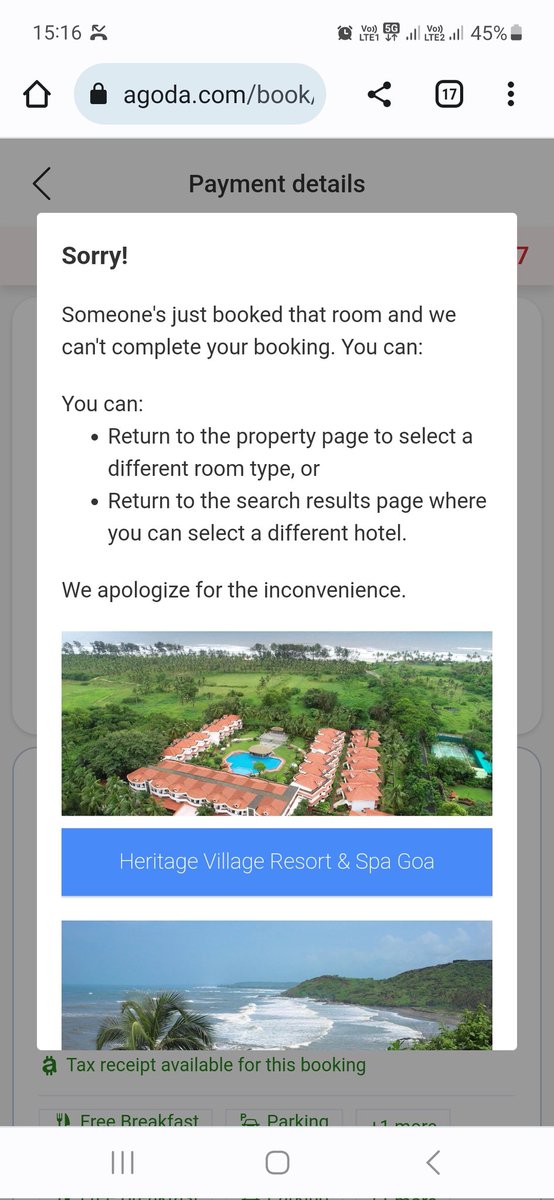 sharunatr's tweet photo. @agodaindia freeze id 642962870

Unable to complete remaining payment as it is saying rooms not available.

Trying to book as price is lower at present

Refund my freeze amount, ur services are useless 

Tried connecting customer care but it's pathetic
@makemytrip is far better https://t.co/OzmiZnKBK0
