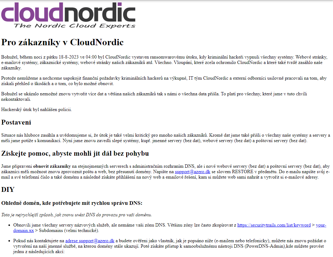 SSLmentor's tweet photo. #CloudNordic byl hacknut a zákazníci přišli o všechny data :(
Smutné čtení ... https://t.co/LRQbk6Afo9