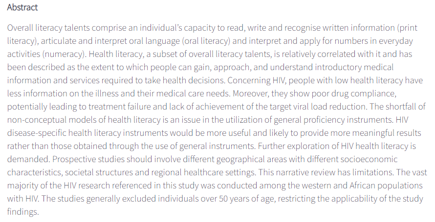 biomed_pharma's tweet photo. Health Literacy in People Living with Human Immunodeficiency Virus Infection: A Narrative Review
@MAHE_Manipal
https://t.co/J0St8gEnET
#Education #HealthLiteracy #HIV_AIDS #PLHIV #SustainableDevelopmentGoals #SGD #WellbeingProficiency #biomedical #pharmacology #medicines https://t.co/QZbvGrUsy3