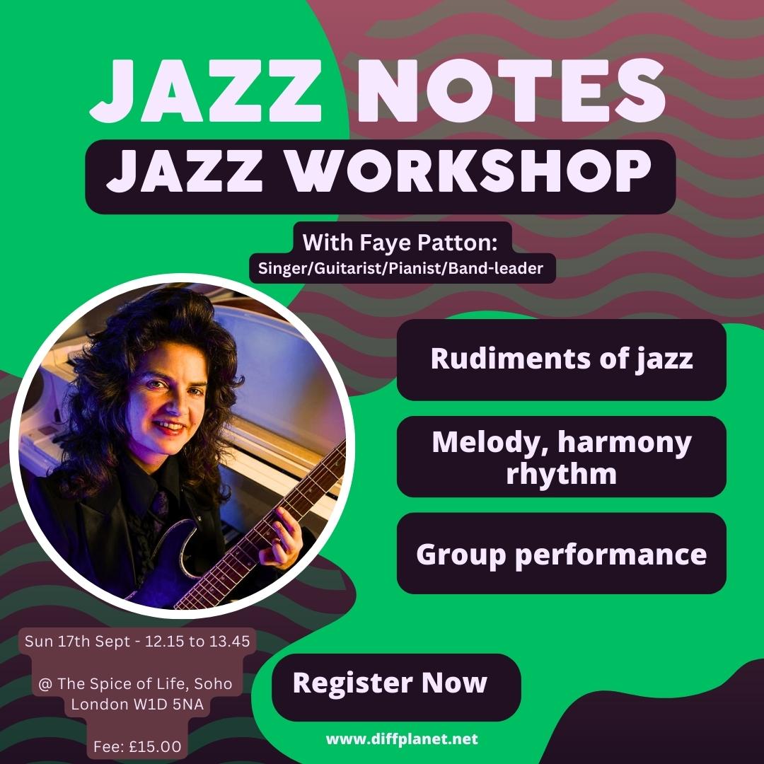 Sun 17th Sept - 12.15  - 13.45pm - £15 (advance booking required) eventbrite.co.uk/e/jazz-notes-j…  diffplanet.net
<a href="/DifferentPlane3/">Different Planet / art - culture - wellness</a>
The Spice of Life, 6 Moor St, Soho,London, W1D 5NA.