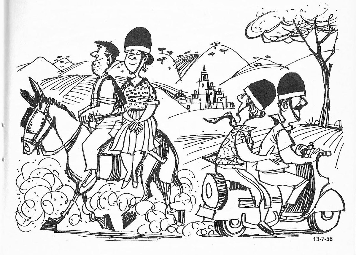 Hace 65 años @MingoteAntonio ya era uno de nuestros principales valedores de una movilidad segura apelando gráficamente al uso del casco, muchos años antes de ser obligatorio en España. Conduce con cabeza, llevas un cerebro a bordo. Protégelo. Protégete. 
#HazTuParte #SalvaVidas