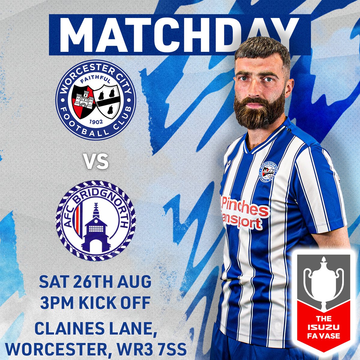 Our focus is the #FAVASE this weekend. We welcome @AFCBridgnorth to Claines Lane on Saturday for a 3pm kick off. Tickets and parking passes available now 👇 wcfcshop.com/product-catego…