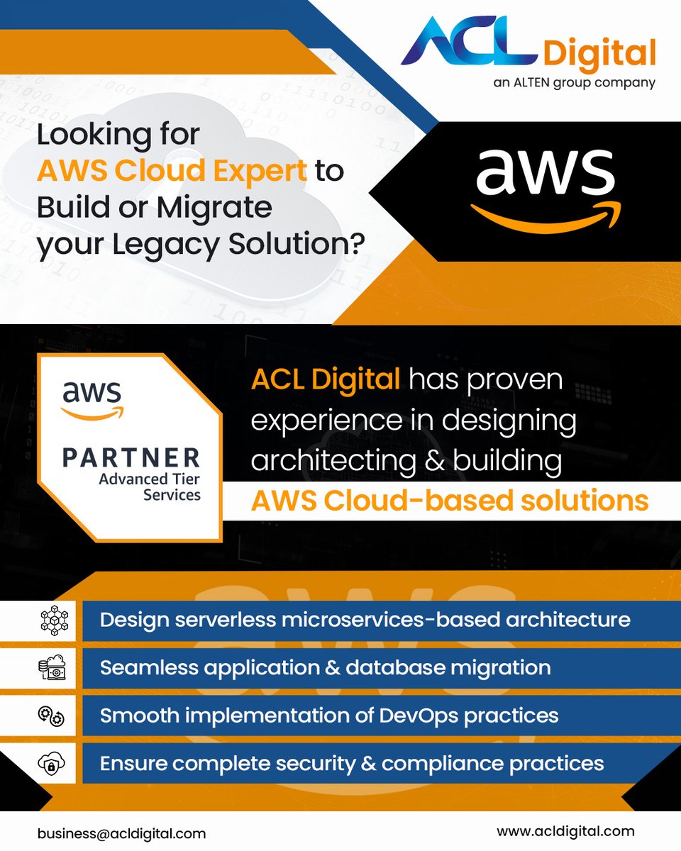 ACL_Digital's tweet image. ACL Digital, an AWS Advanced Consulting Partner, specializes in designing, deploying, and optimizing cutting-edge applications and infrastructure in the cloud.
Read more: acldigital.com/about-us/partn…
Contact us at: acldigital.com/contact-us
#AWSAdvancedPartner #aws #apn #saas #paas