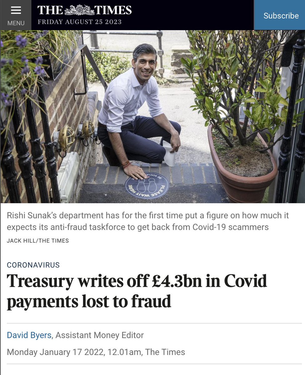 implausibleblog's tweet photo. If a £4 billion asylum bill is unacceptable,

What word describes the £4.3 billion in fraud from a scheme Rishi Sunak set up? https://t.co/0jAXqUZmph