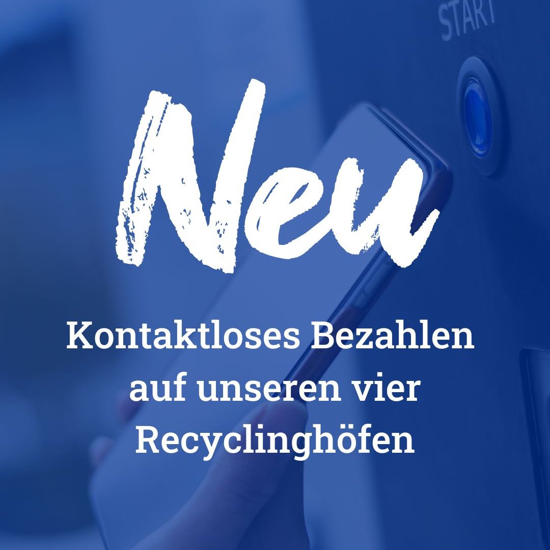 Ihr habt es euch gewünscht, jetzt ist es da: Bei eurem nächsten Recyclinghof-Besuch könnt ihr, falls ihr die Abfälle bezahlen müsst, am Kassenautomat auch ganz einfach mit eurer Apple-Watch, dem Handy oder kontaktlos mit der EC-Karte bezahlen.