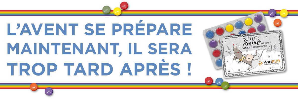 Prenez les devants pour communiquer avant Noël ! Les calendriers de l'avent sont à commander maintenant pour être livré dans les temps. Contactez-nous au 04 77 83 08 71 ou par mail winpub@winpub.fr !

Ps : Noël tombe le 25 décembre cette année.