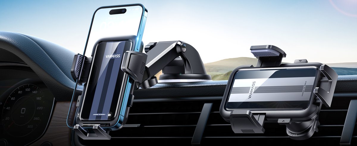 vanmasslife's tweet photo. Product: VANMASS Car Phone Holder, 2023 High-end Max Upgrade【Large Phone &amp; Thick Case Friendly】 
• 🪄Dual side release buttons
 🪄Clamping arm extends up to 4.05 inches  
🪄Adjustable feet
• Follow @VANMASS and stay tuned for more product stories 
•  Like | Comment | Share https://t.co/y5vL7L6MmX