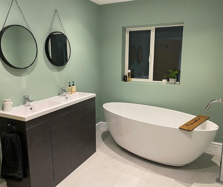 Cancel our weekend plans - we're redecorating 🎨

Using Sage Green by <a href="/duluxirl/">Dulux Ireland</a> Heritage in this spacious bathroom creates a modern look that easily complements all tones of wood.

📷 @ handleys.home.renovations (insta)

#sagegreen #duluxheritage #duluxheritagepaints #dublinpaint