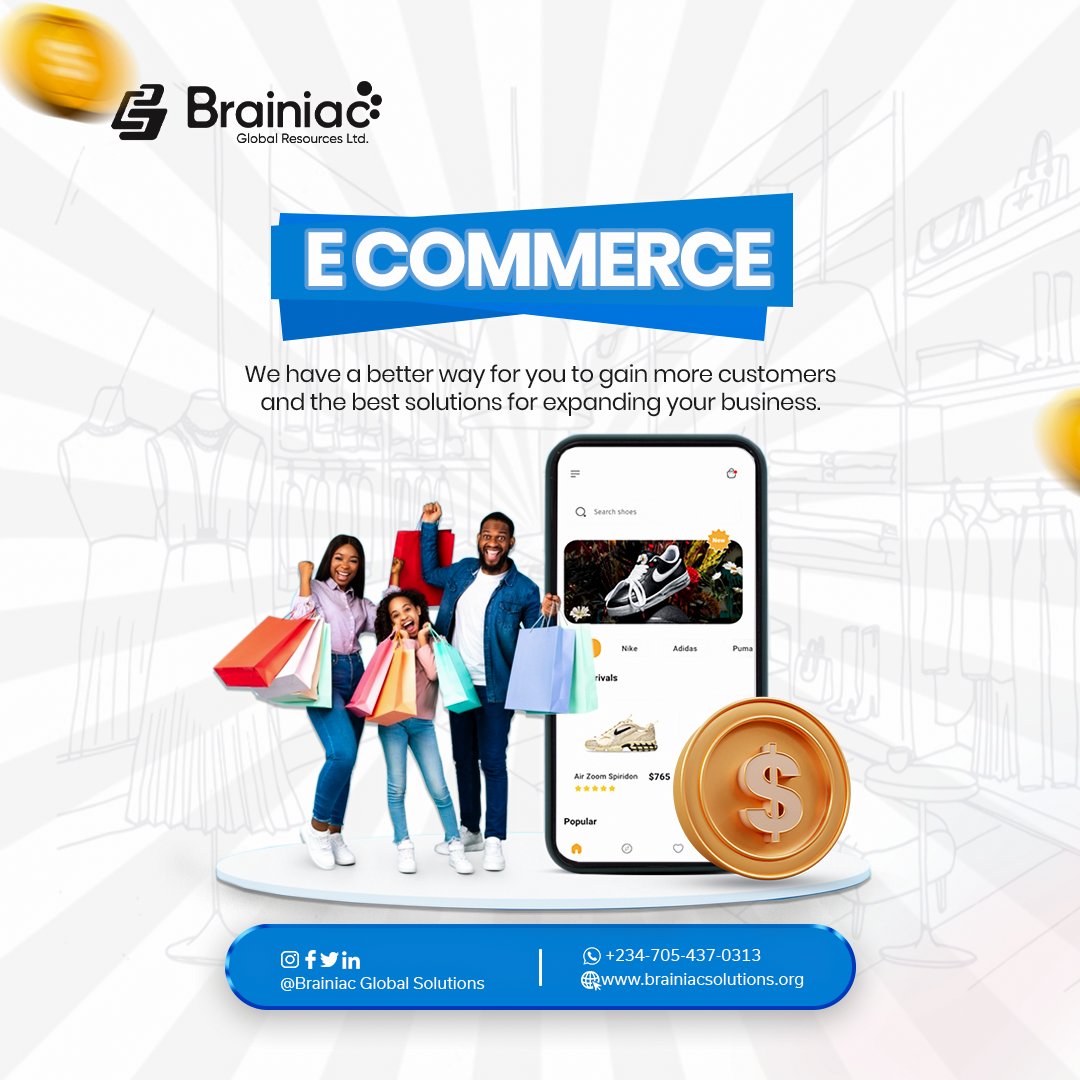 Sell your product on your E-commerce store and attract customers to shop with you.

Call +234-705-437-0313 and talk to our experts.

#brainiacglobalsolutions #techfriday #ecommercewebsite #itconsulting #uxuidesign  #ecommerce #itconsultant  #backenddevloper #webdeveloper