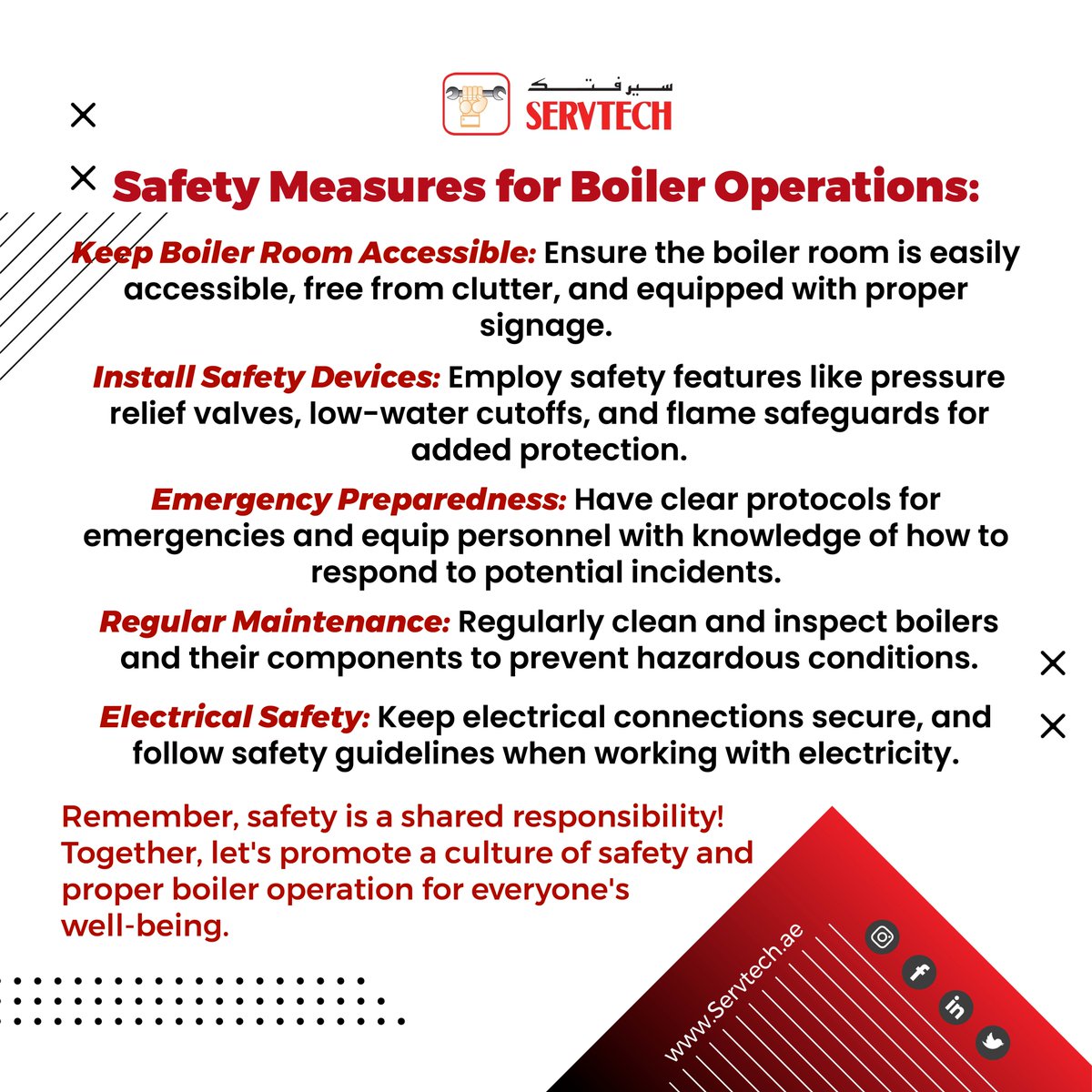 Boiler operations made safe and smart! 🛠️🔥 Remember these best practices for a smooth run and secure workplace. Safety is our priority! 💡🚧 #boilersafety #SmartOperations #safetyfirst #boilersafetytips #BestPractices #safetymatters #industrialsafety #workplacesafety