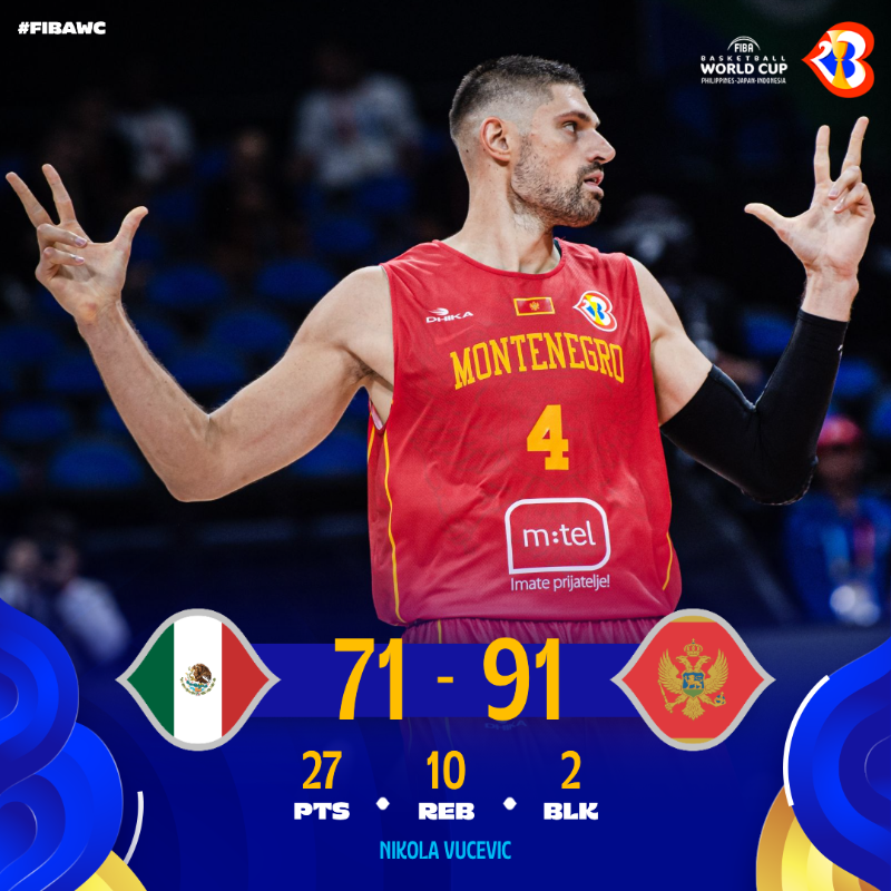 FIBAWC's tweet photo. Call the fire brigade, Montenegro is catching fire! 👨‍🚒🚒

#FIBAWC x #WinForMontenegro