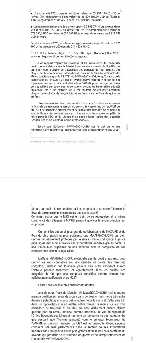 #RDC🇨🇩: ' l'arrestation de #Mwangachuchu n'a pas vu les exportations de minéraux du Rwanda diminuer mais tripler. Quelle réalité derrière la fermeture SMB SARL? Génération Positive #RDC évoque un complot. Quel rôle des autorités locales? Discutons #ChercheurDeVérité…