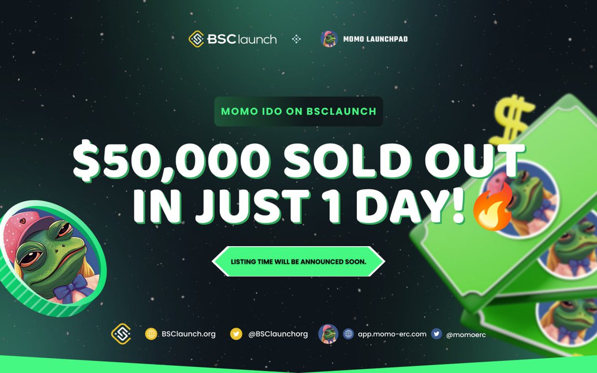 🚀 IDO RECAP: $50,000 SOLD OUT! 🦄 The $MOMO v2 token will be listed on UniSwap Vesting: 100% released at TGE. 💸 $MOMO v2 will be unlocked and distributed to users by the MOMO ERC team. #MOMOERC #MOMOv2 #MemeCoin #Listing